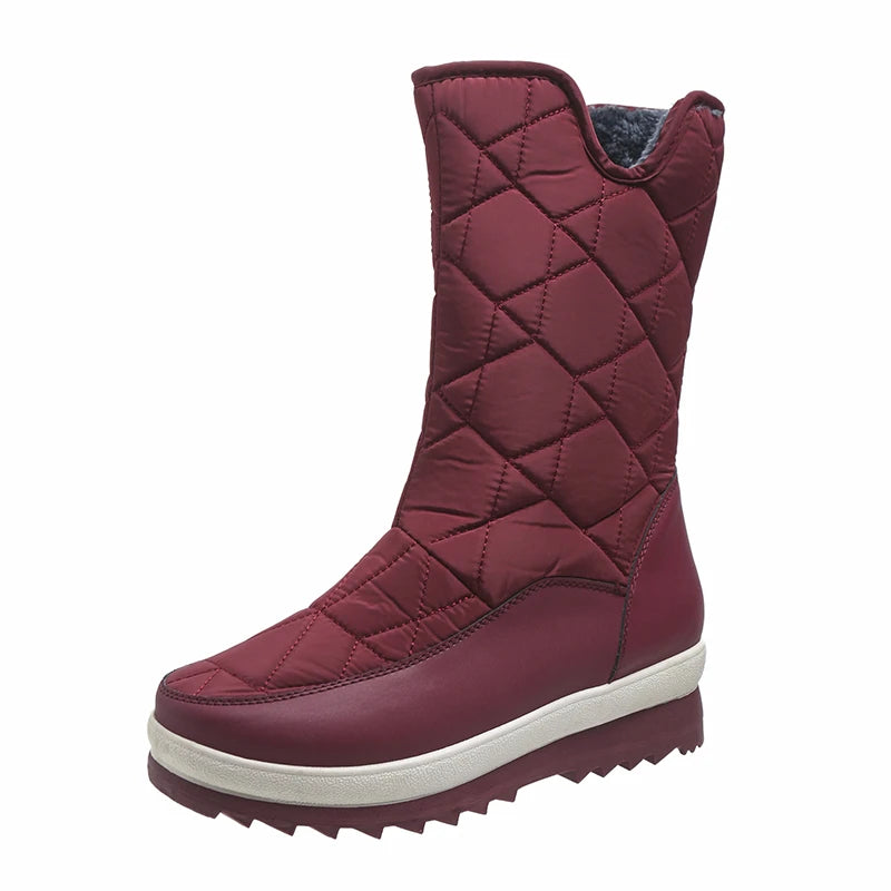 Women's waterproof winter mid-calf snow boots
