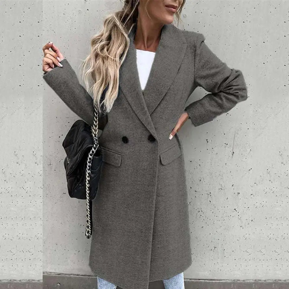 Women's winter long single-breasted trench coat