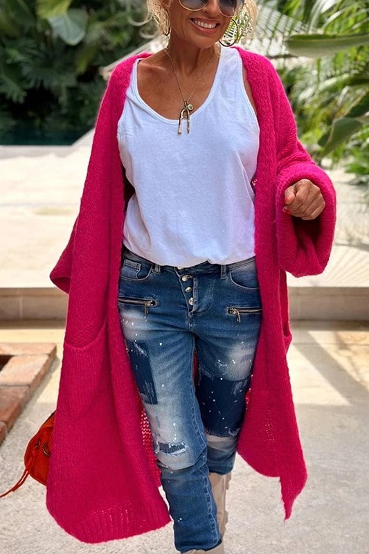 Women's long sleeved elegant knitted coat