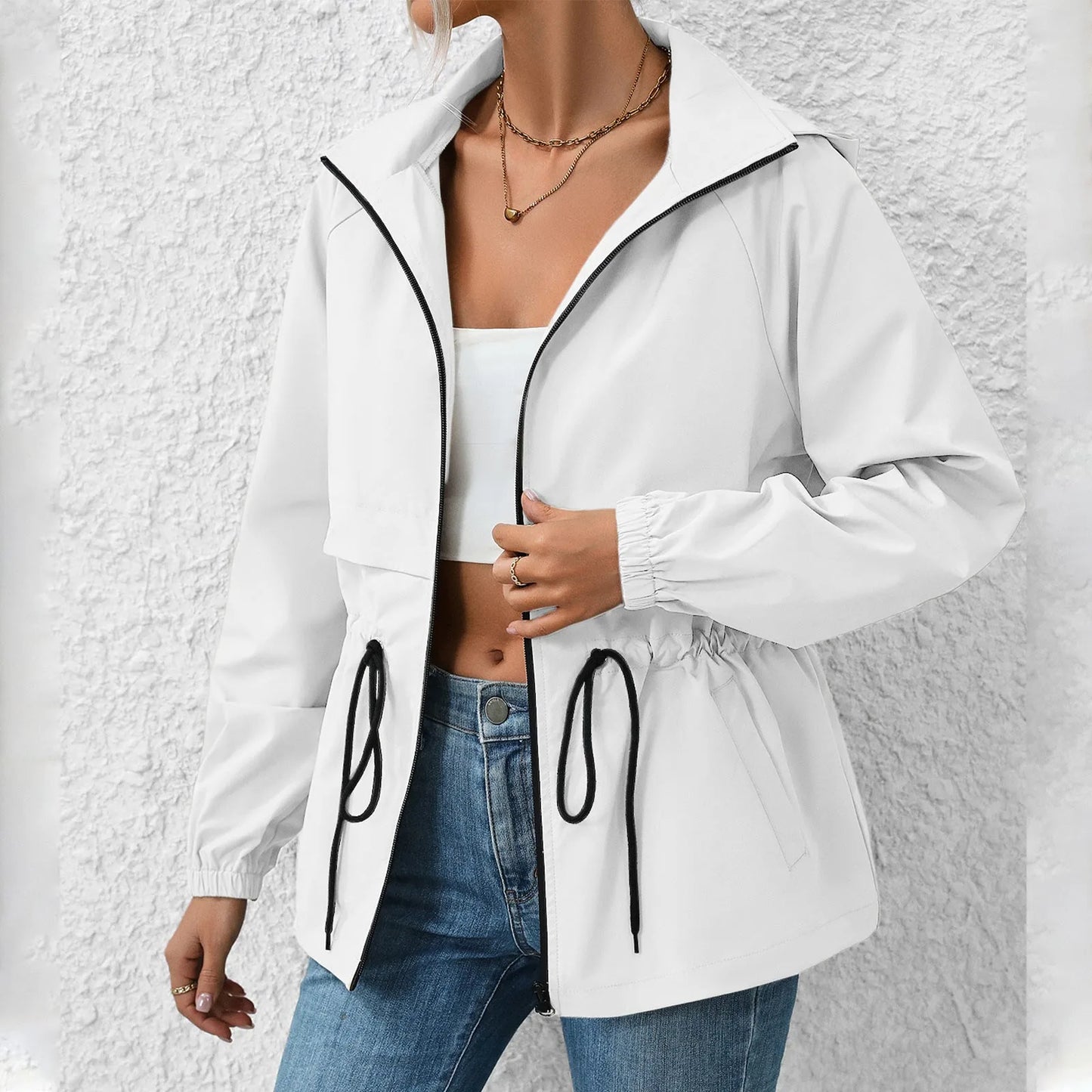 Stylish hooded utility jacket for women