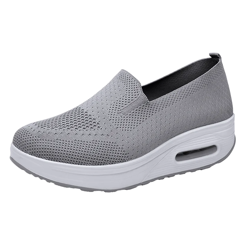 Women's Slip-On Sneakers - Breathable Knit Fabric - Air Cushion Platform Sole