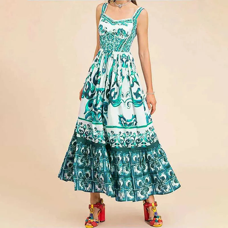 Women's Maxi Dress - Sleeveless Scoop Neck - Flowing Lightweight Sundress