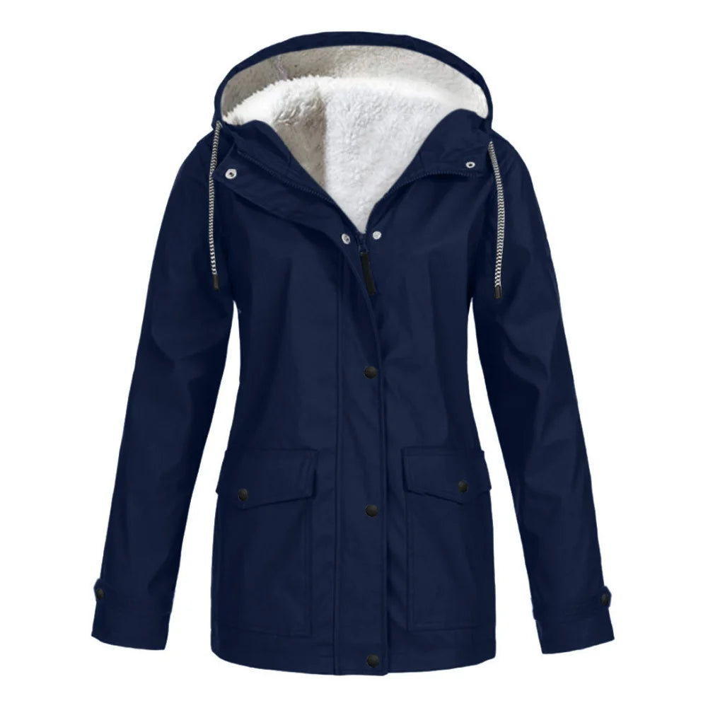 Women's waterproof fleece hooded jacket