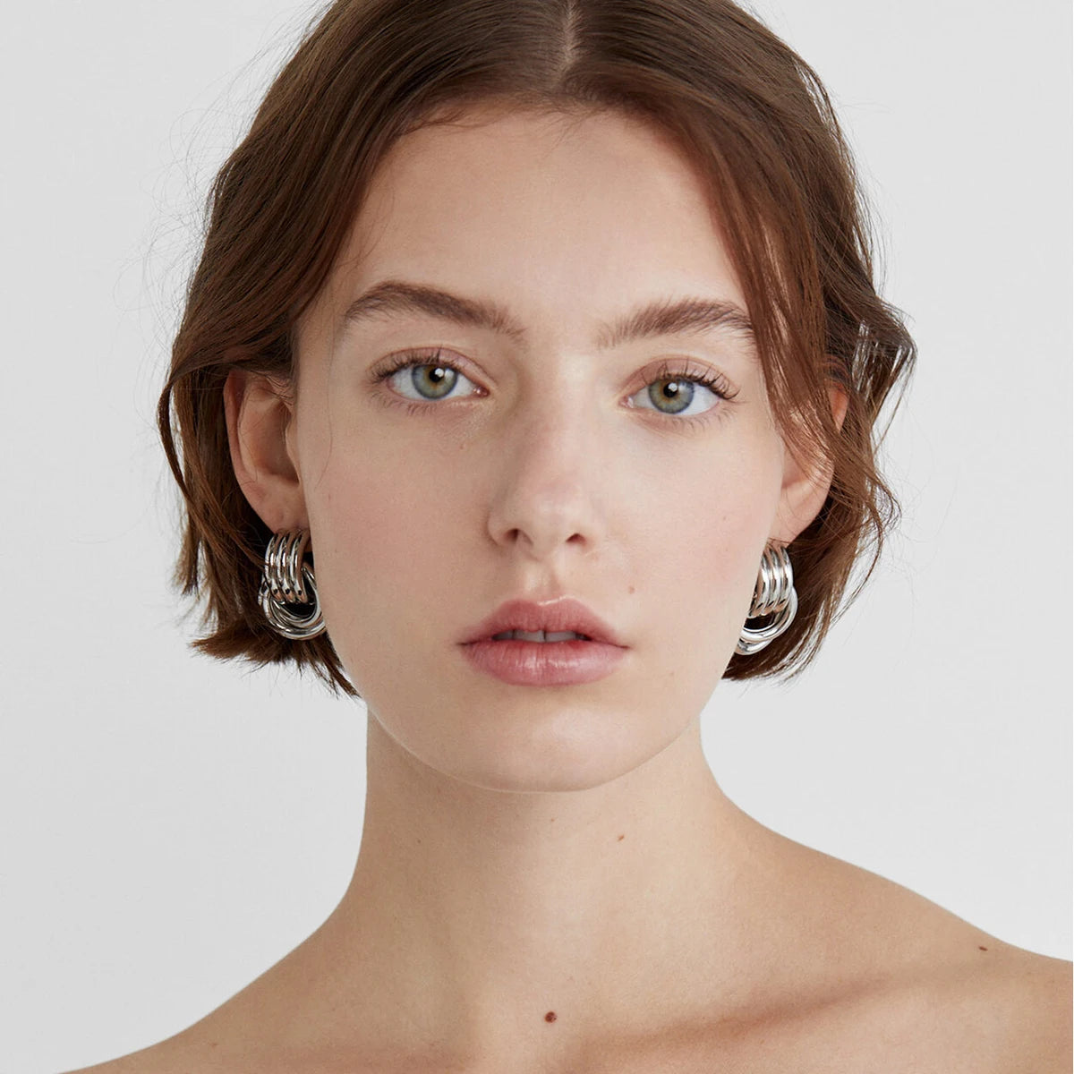 Chunky Double Hoop Stainless Steel Earrings