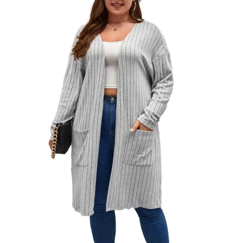 Women's plus size oversized long sleeve cardigan