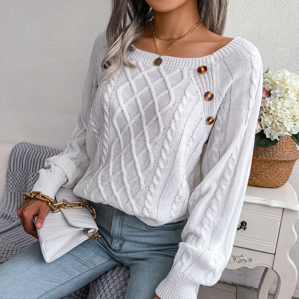 Loose Jacquard Knit Casual Sweater
