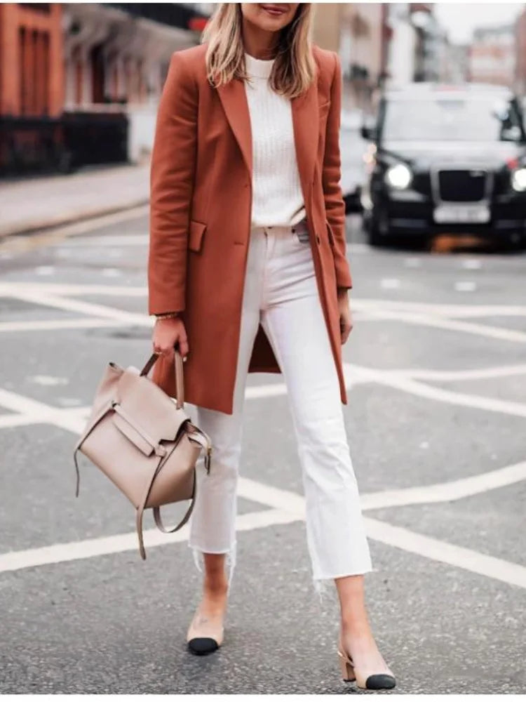 Women's wool blend trench coat with lining