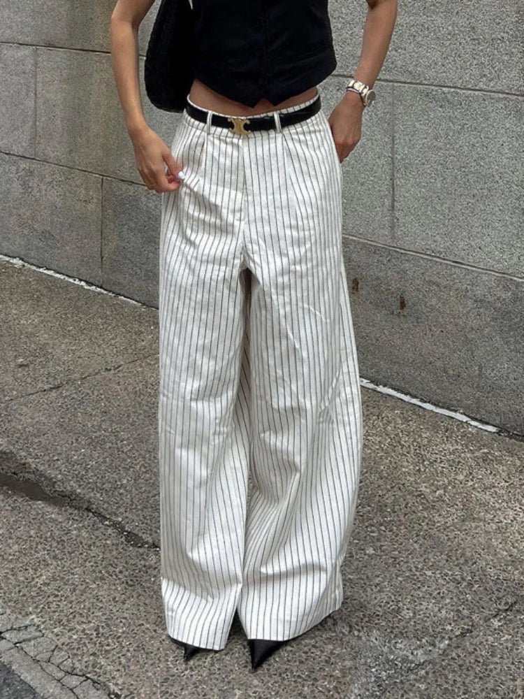 Women's black and white striped pants