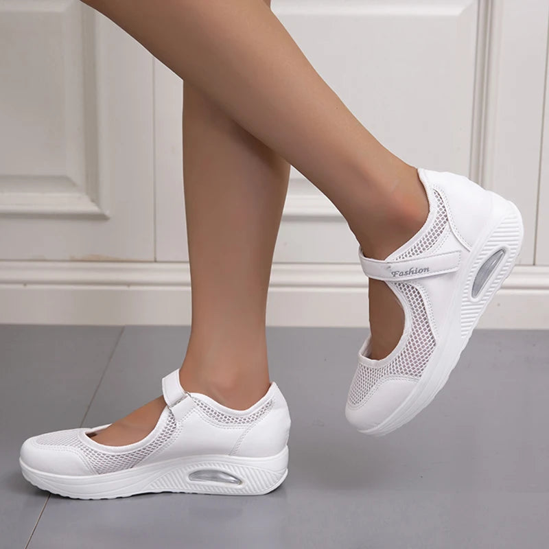 Breathable Mesh Cushioned Mary Jane Shoes