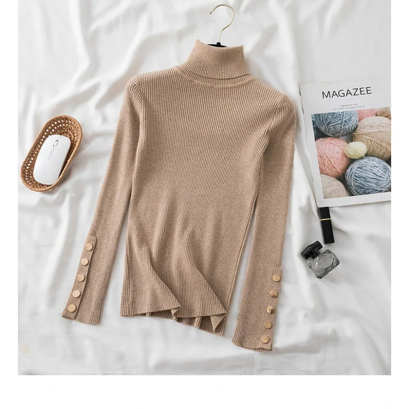 Knit Autumn Winter Turtleneck Pullover Sweater