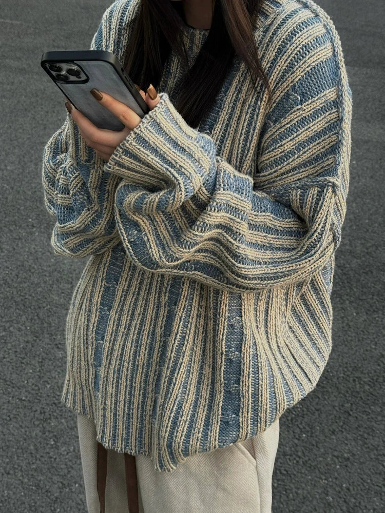 Women's retro chunky knit casual sweater