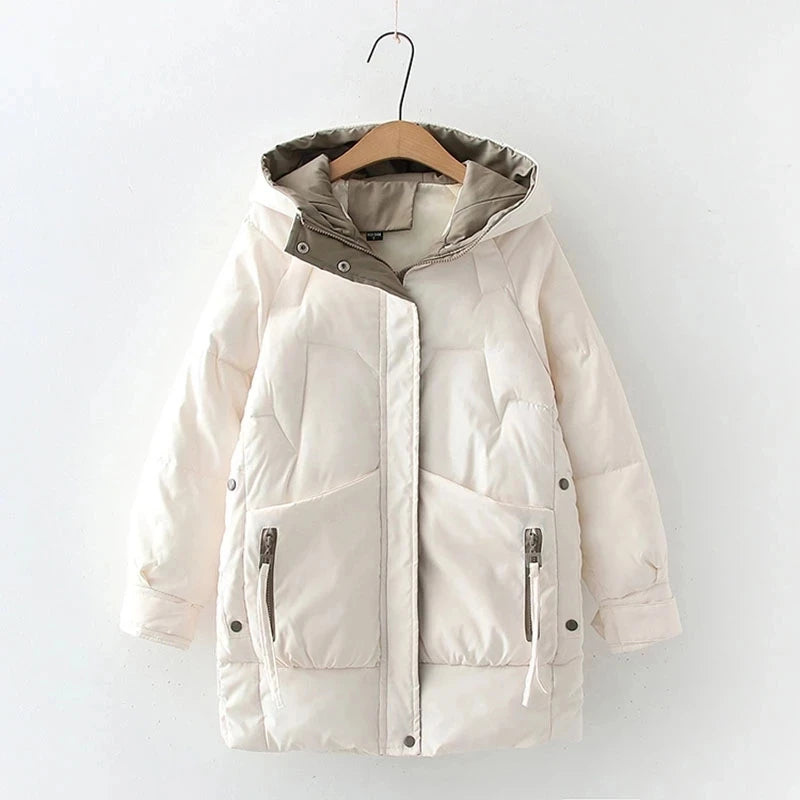 Women's oversized winter cotton down jacket