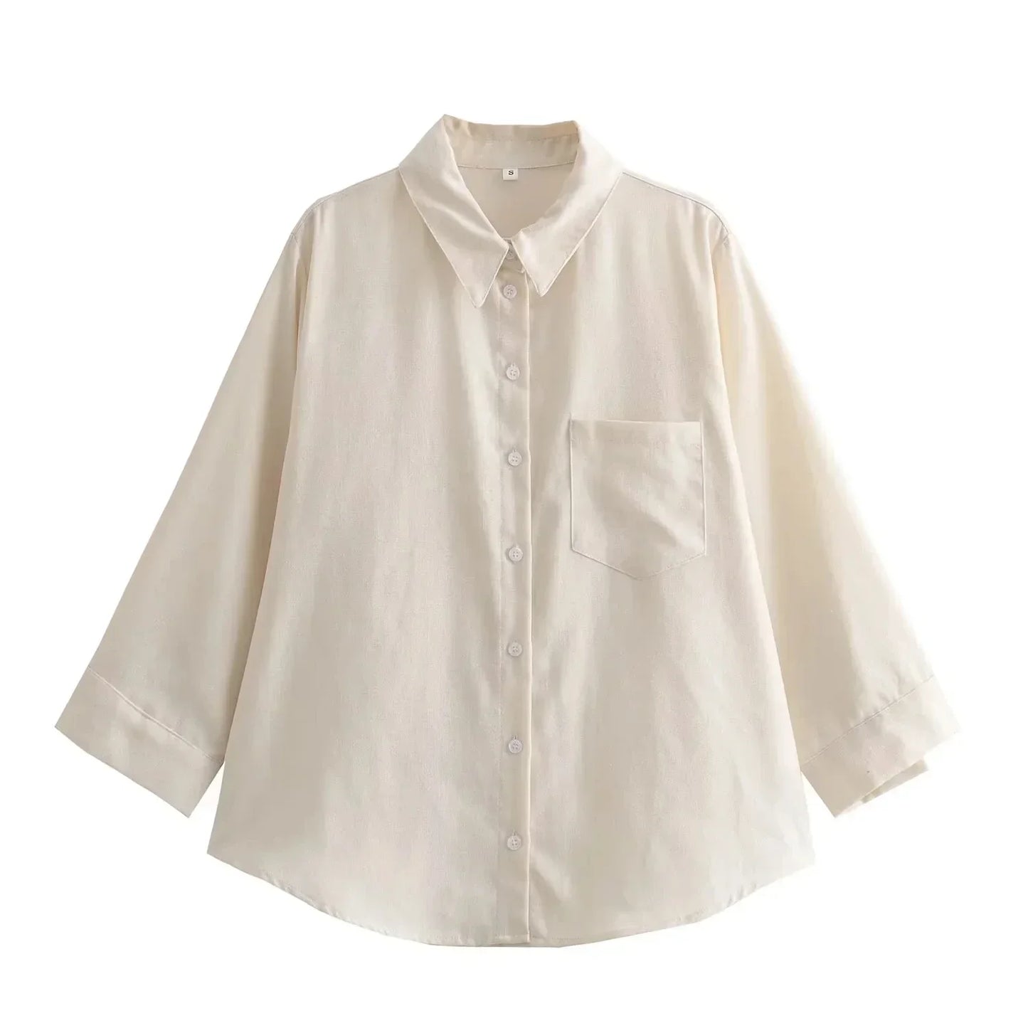 Women's Linen Two-Piece Set - Button-Down Shirt & High-Waisted Pants - Relaxed Fit