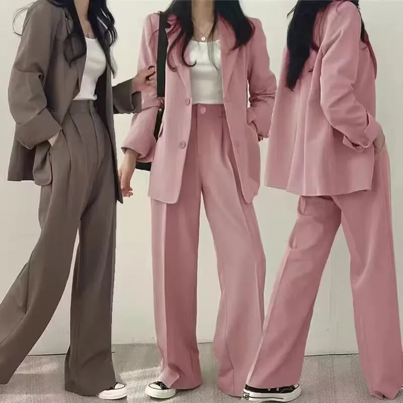 Casual Lapel Blazer and Trouser Two-Piece Set