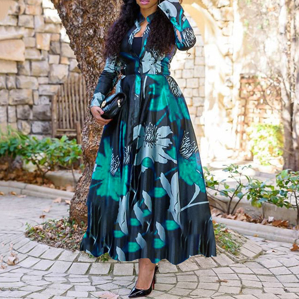 Elegant Floral Dress for Women - Lightweight Polyester Fabric