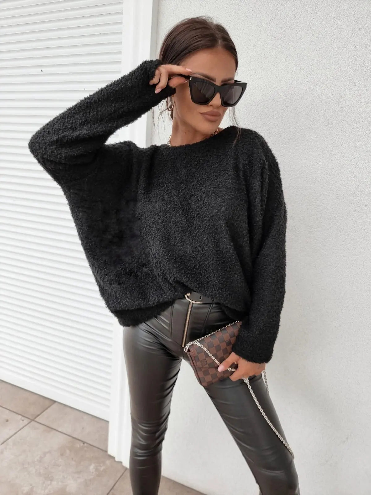 Loose Fit Knitted Long Sleeve Sweater