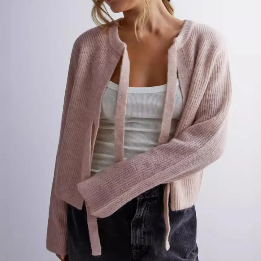 Women’s loose lace-up cardigan