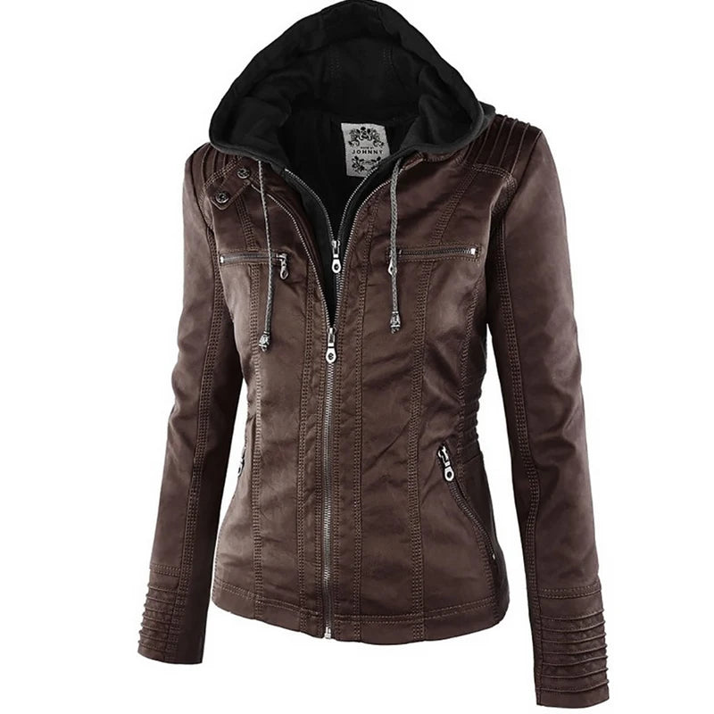 Women's winter waterproof faux leather jackets