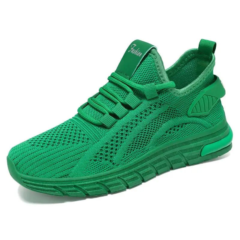 Men’s Athletic Sneakers - Breathable Knit Mesh - Cushioned Sole - Lace-Up Casual Shoes