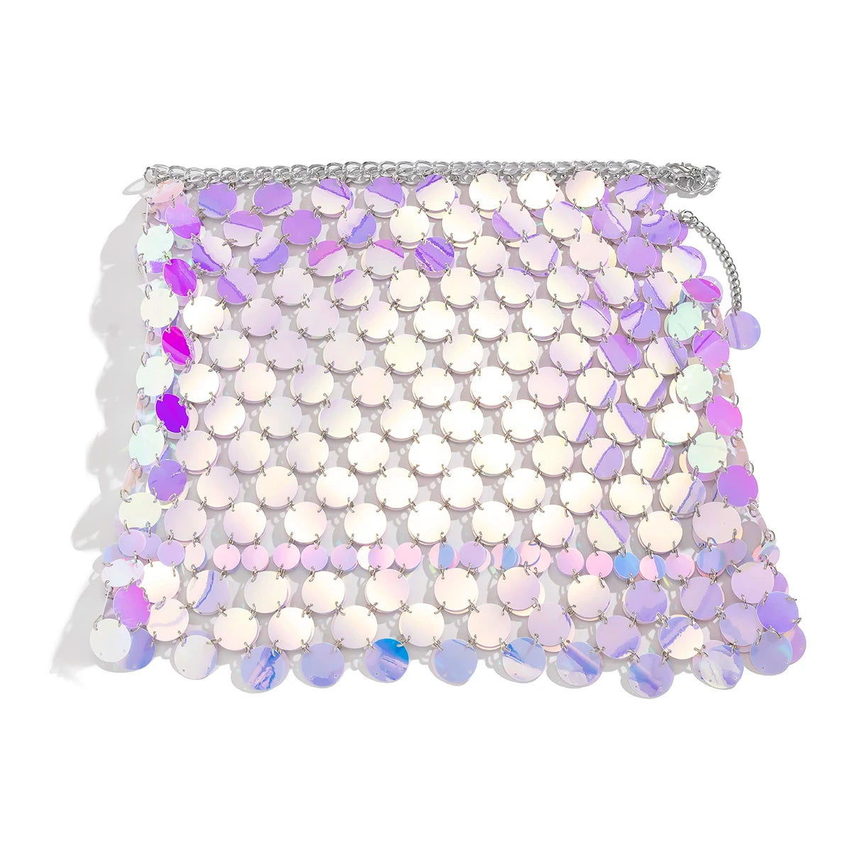 Women’s Sequin Halter Top and Skirt Set - Metallic Chainmail Style - Partywear Ensemble