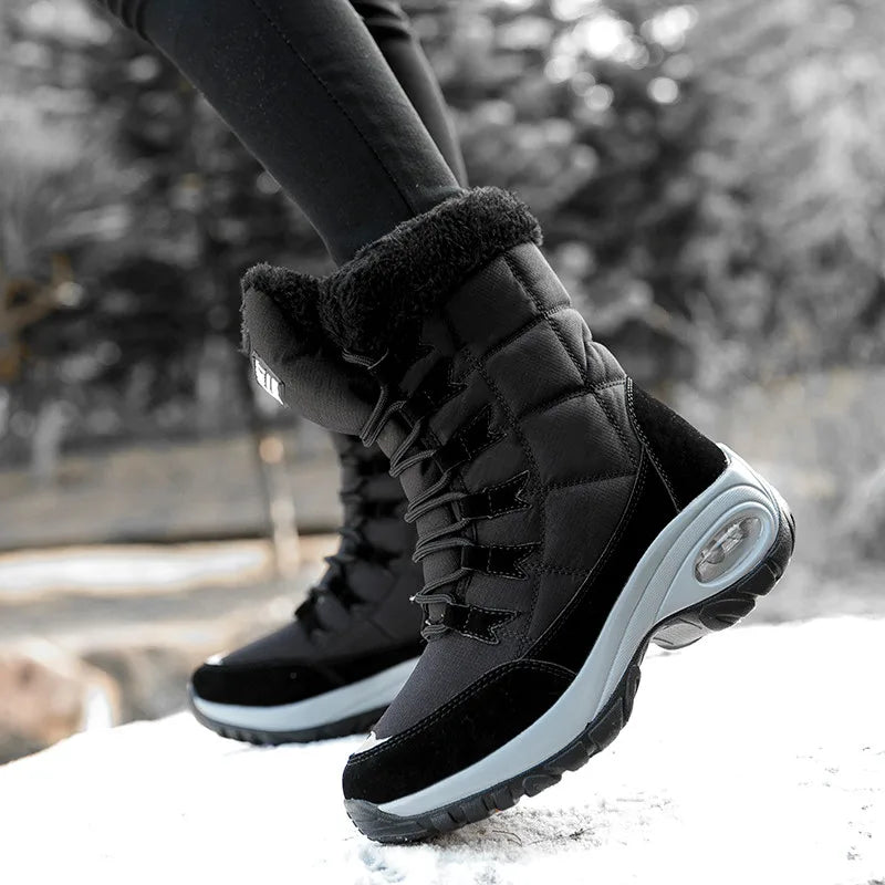 Women's winter mid-calf waterproof snow boots