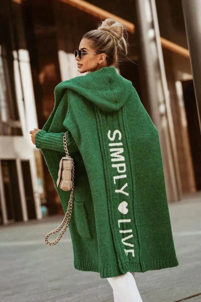 Hooded Loose Long Cardigan With Pockets