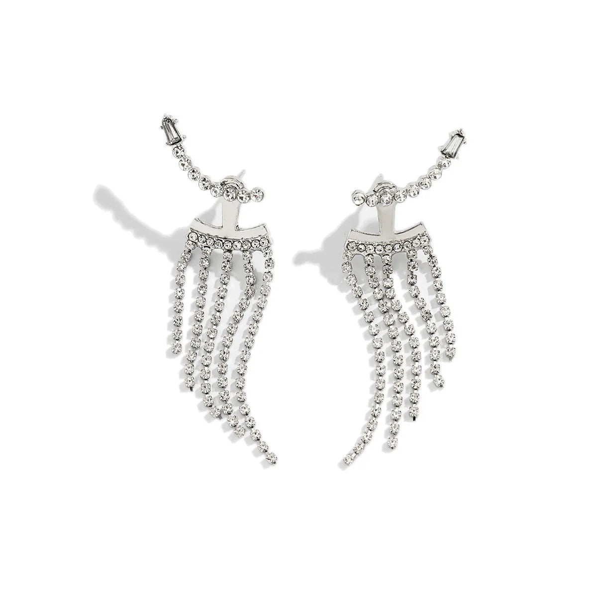 Rhinestone Fringe Chandelier Earrings
