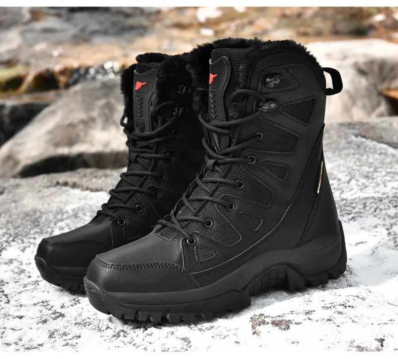 Women's waterproof snow boots with fur and non-slip platform