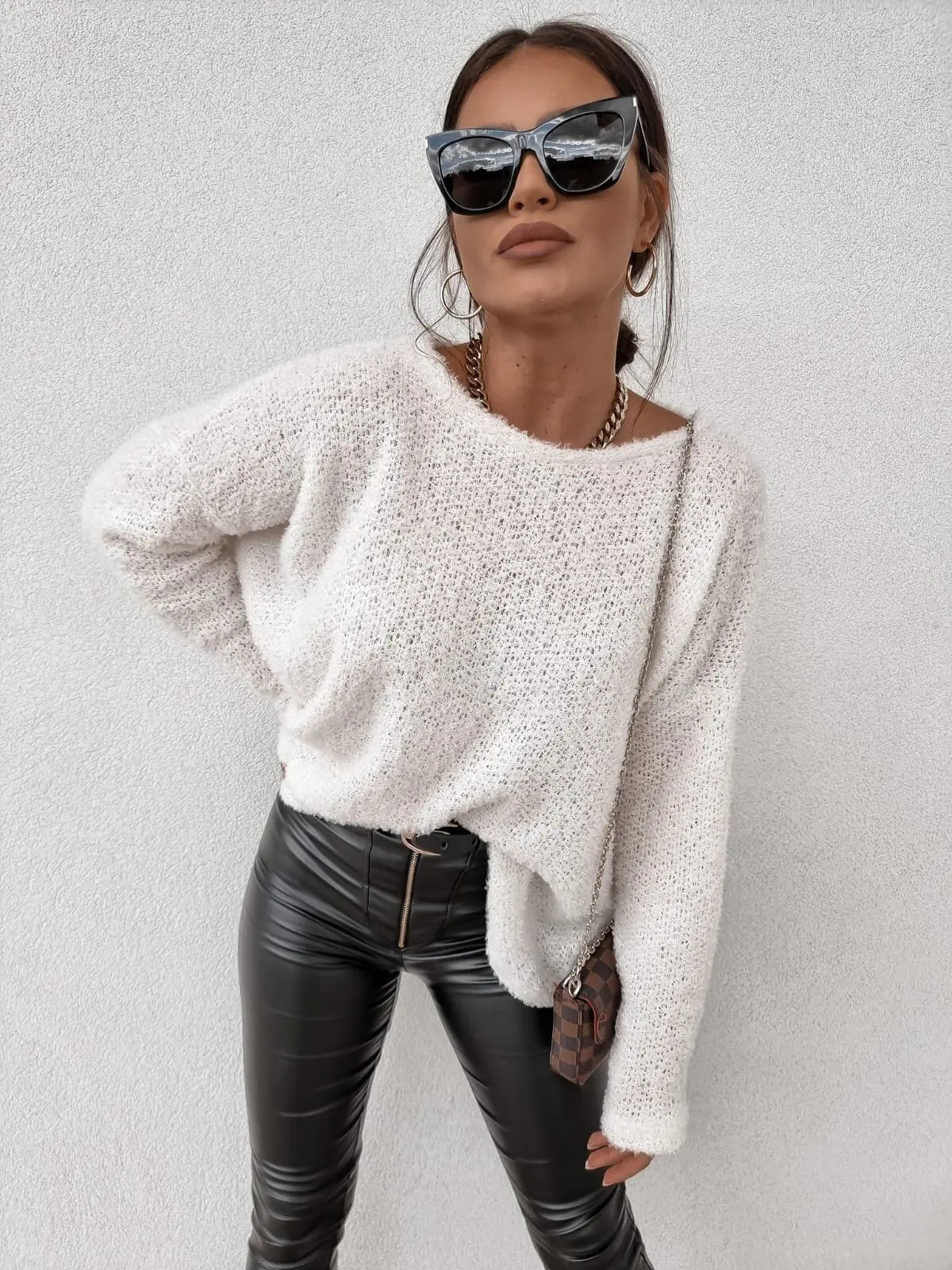 Loose Fit Knitted Long Sleeve Sweater