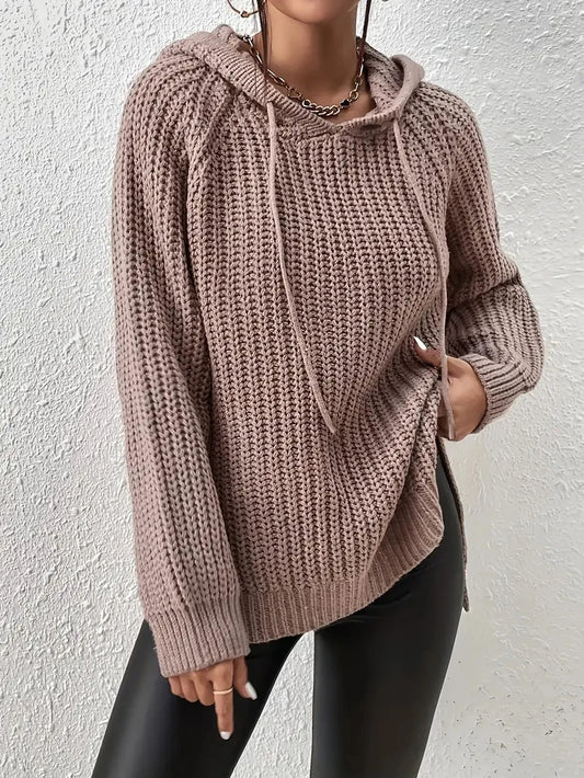 Chunky Knit Oversized Hooded Sweater