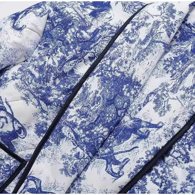 Women's porcelain pattern loose coat