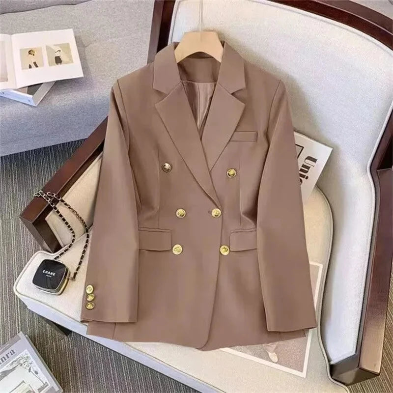 Elegant women's basic suit single button blazer