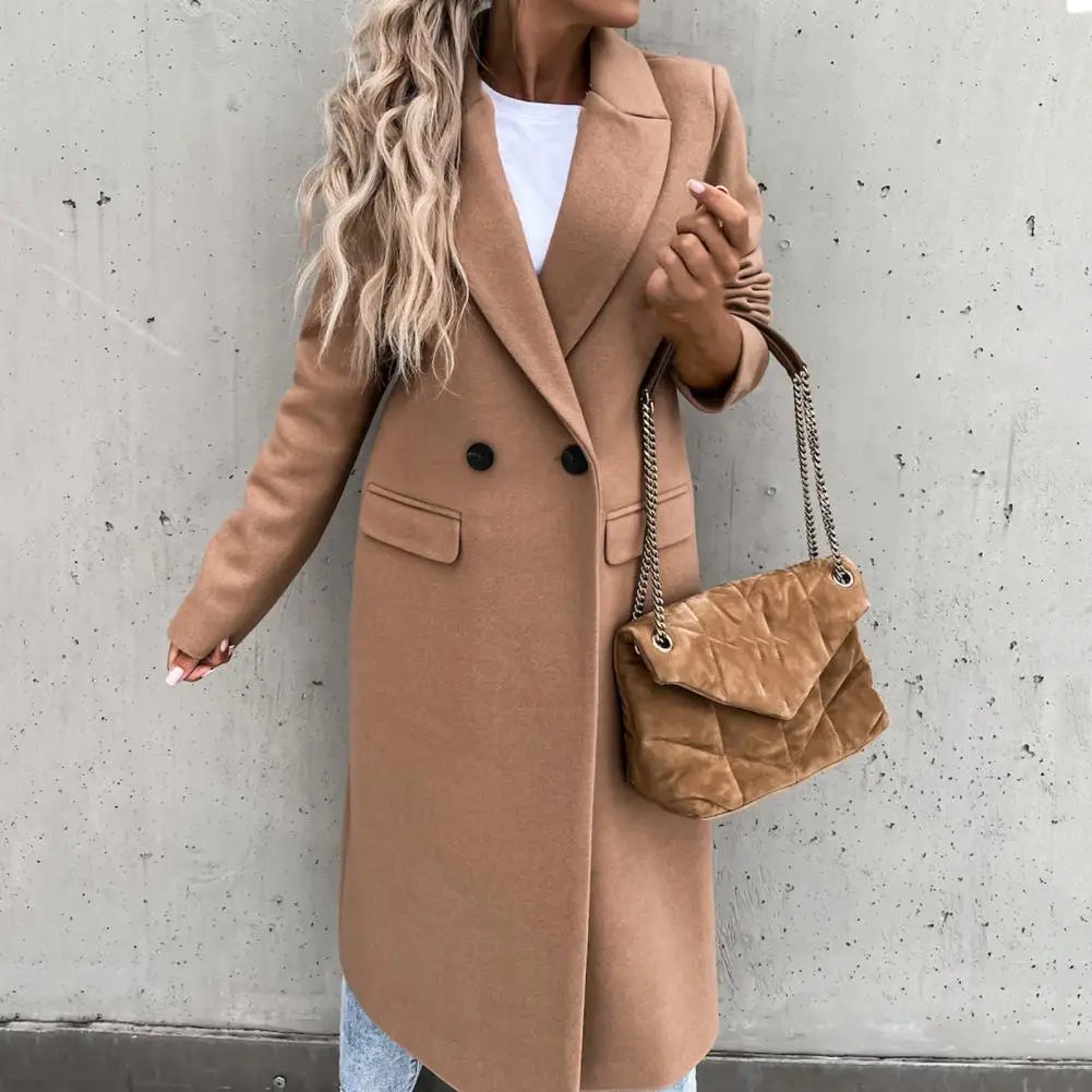 Women's winter long single-breasted trench coat