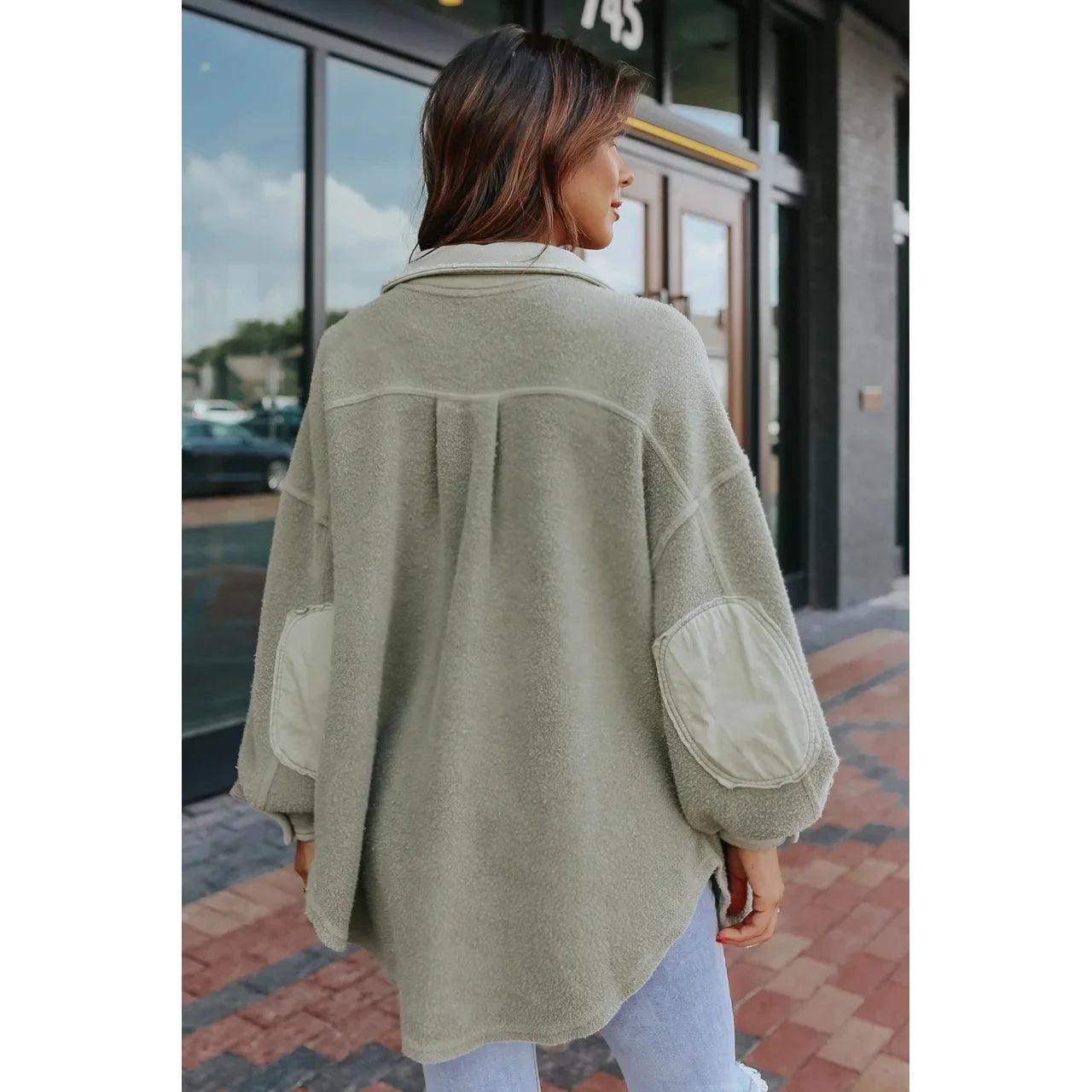 Women's oversized casual velvet shirt