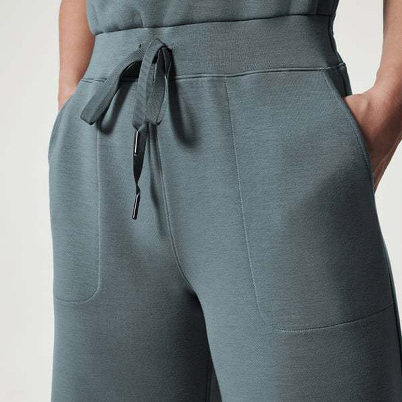 Women's Sleeveless Jumpsuit - Wide Leg - Elegant Fitted Bodice - Keyhole Back