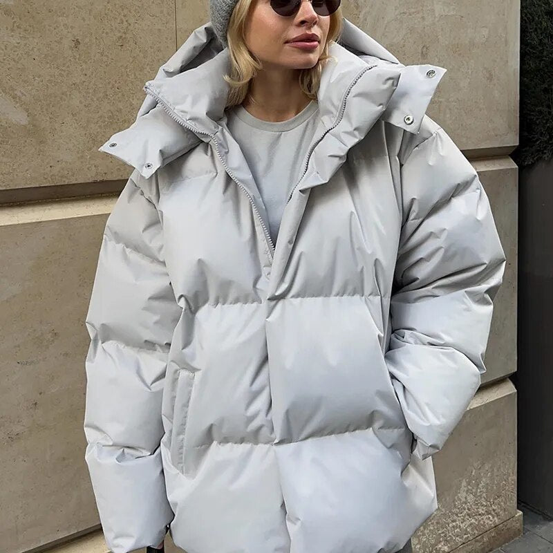 Women's oversized puff hooded jacket