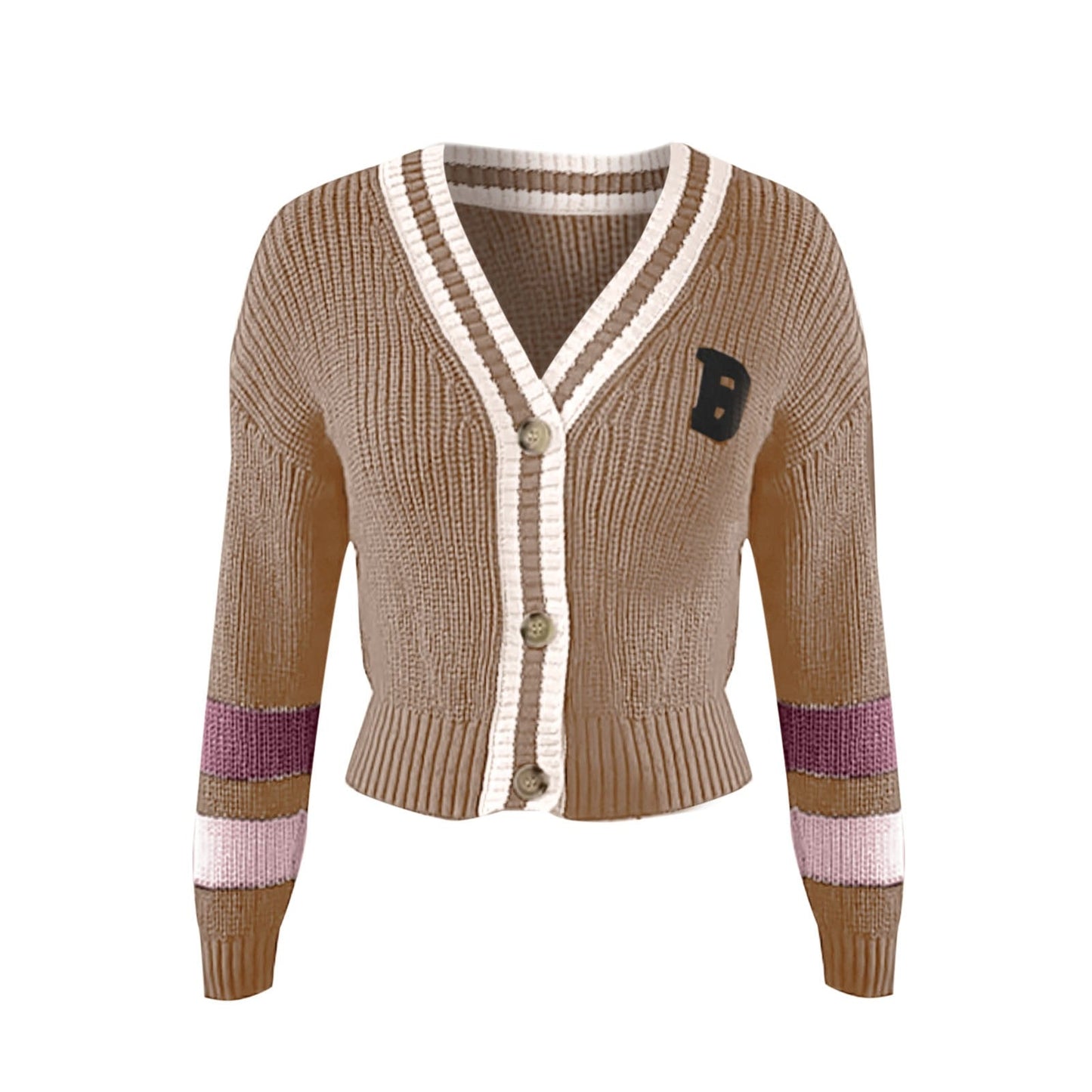 Women's loose v-neck knitted sweater coat