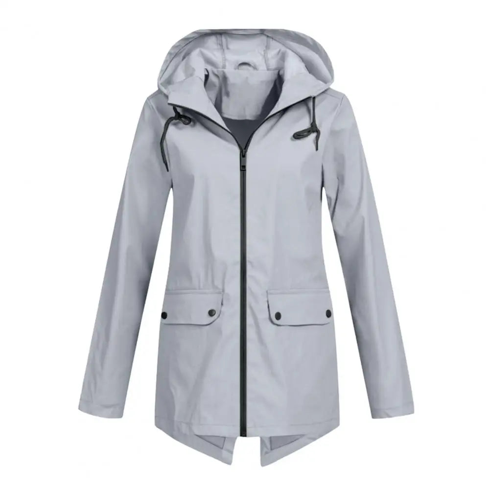 Women's hooded windproof mid-length coat