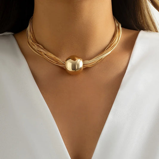 Layered Multi-Strand Choker Chain Necklace
