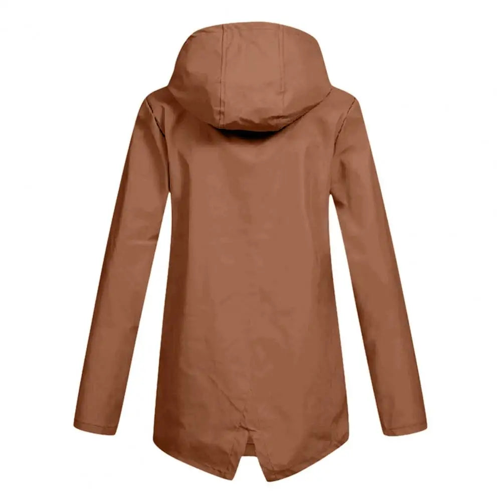 Women's hooded windproof mid-length coat