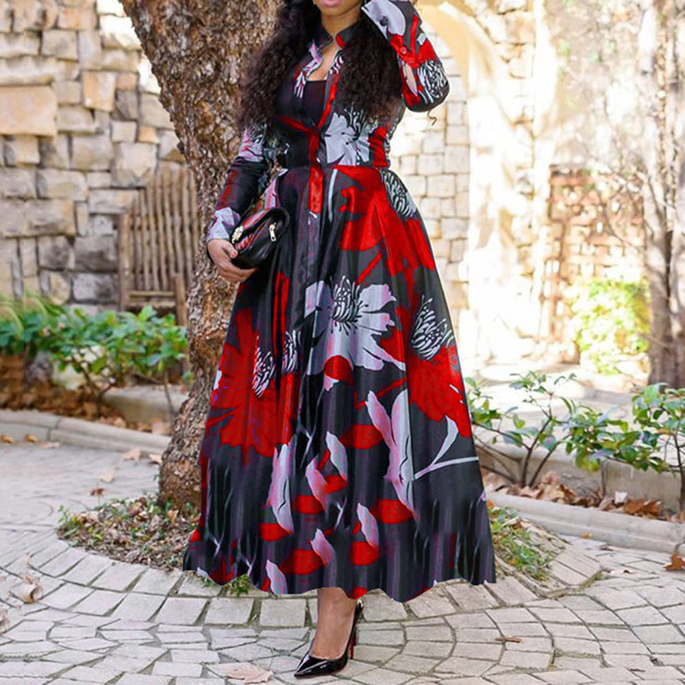 Elegant Floral Dress for Women - Lightweight Polyester Fabric
