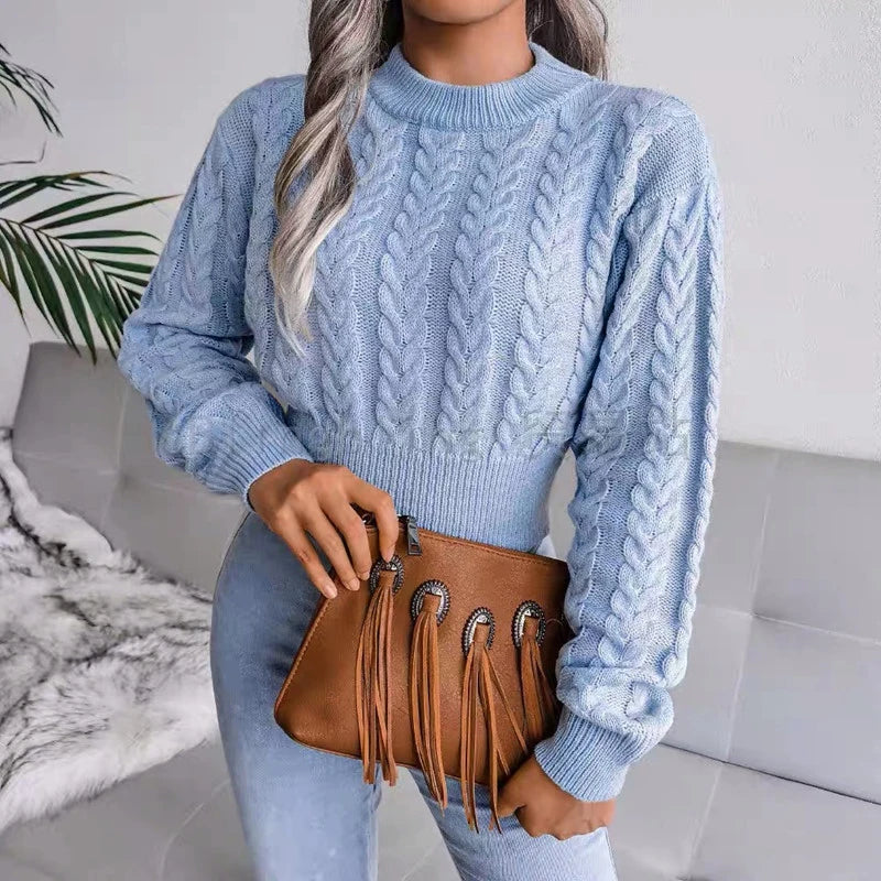 Knitted Crop Top Winter Basic Sweater