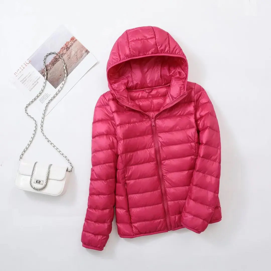 Men’s Puffer Jacket - Quilted Hooded Design - Lightweight Insulated - Zip Closure