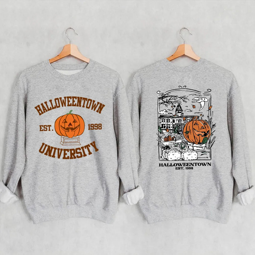 Pumpkin Print Long Sleeve Halloween Sweater