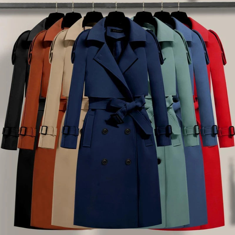 Women's double-breasted trench coat with belt