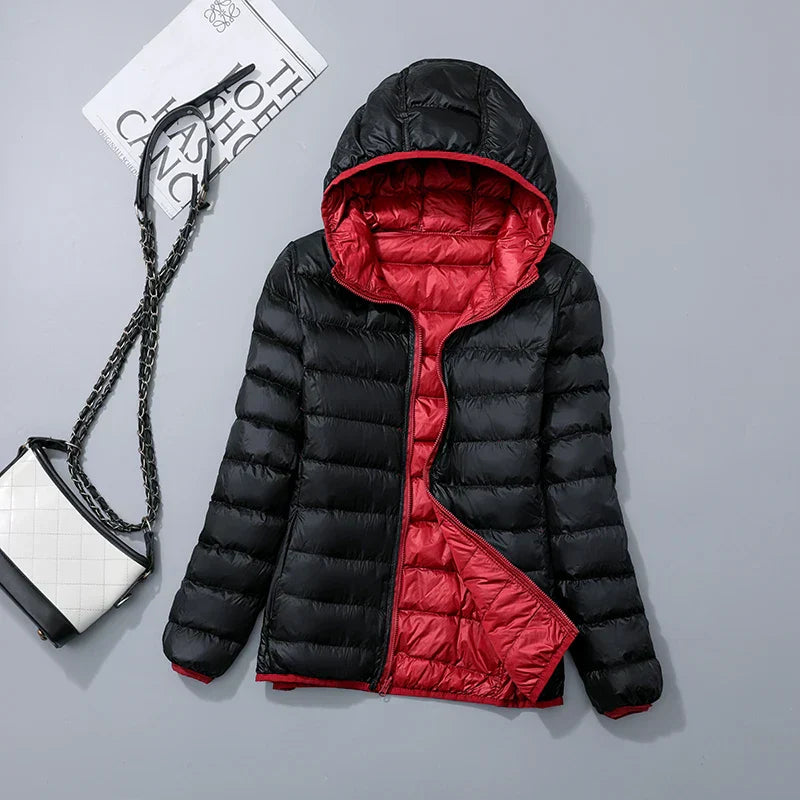 Men’s Puffer Jacket - Quilted Hooded Design - Lightweight Insulated - Zip Closure