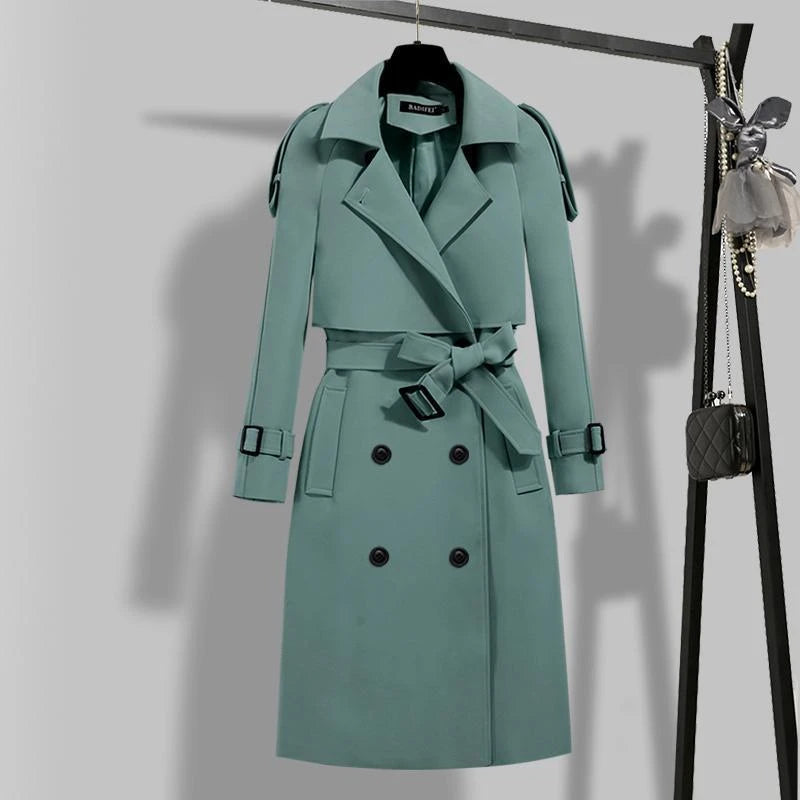 Women's double-breasted trench coat with belt