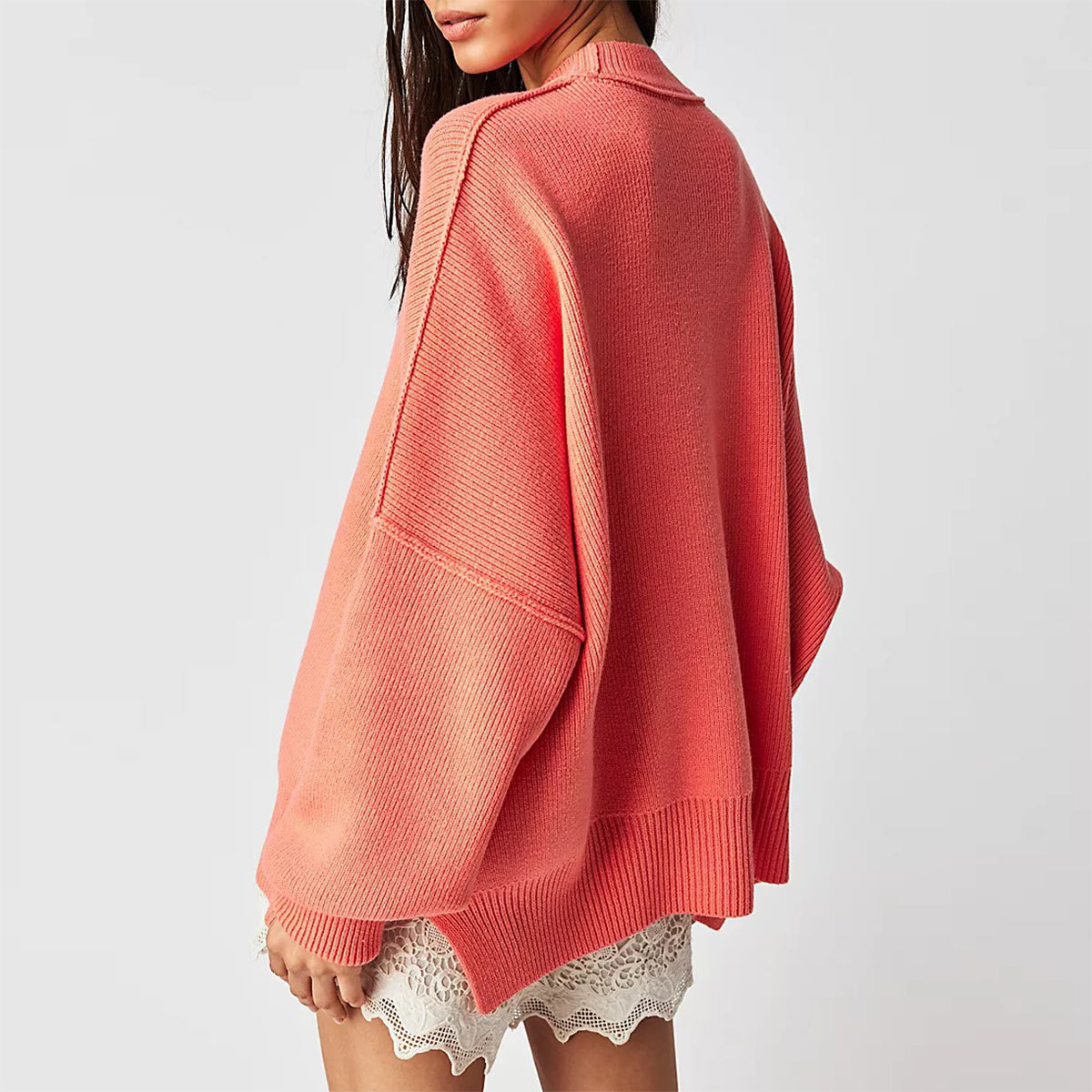 Women's oversized pullover sweater with bell sleeves