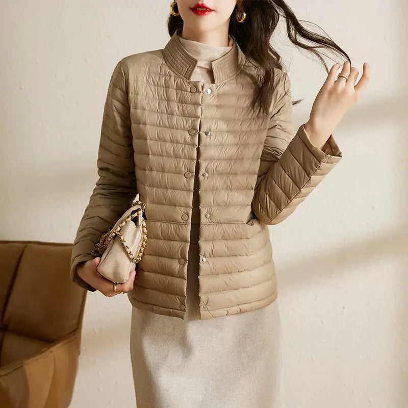 Women's lightweight autumn down puffer jacket short coat