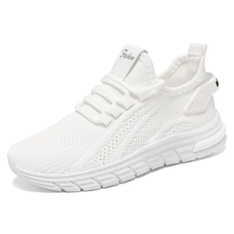 Men’s Athletic Sneakers - Breathable Knit Mesh - Cushioned Sole - Lace-Up Casual Shoes